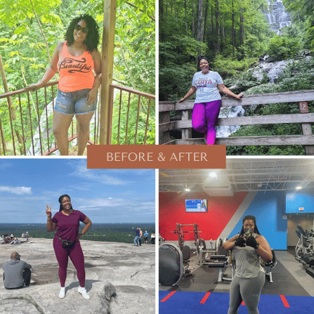 Client before-and-after collage shared by Coach Mal