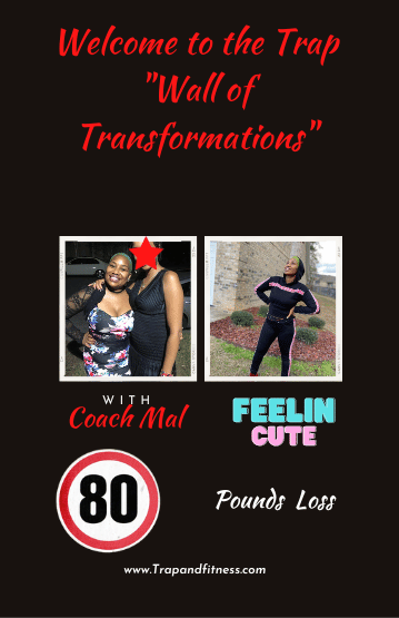 Coach Mal’s Wall of Transformations featuring a client before-and-after comparison
